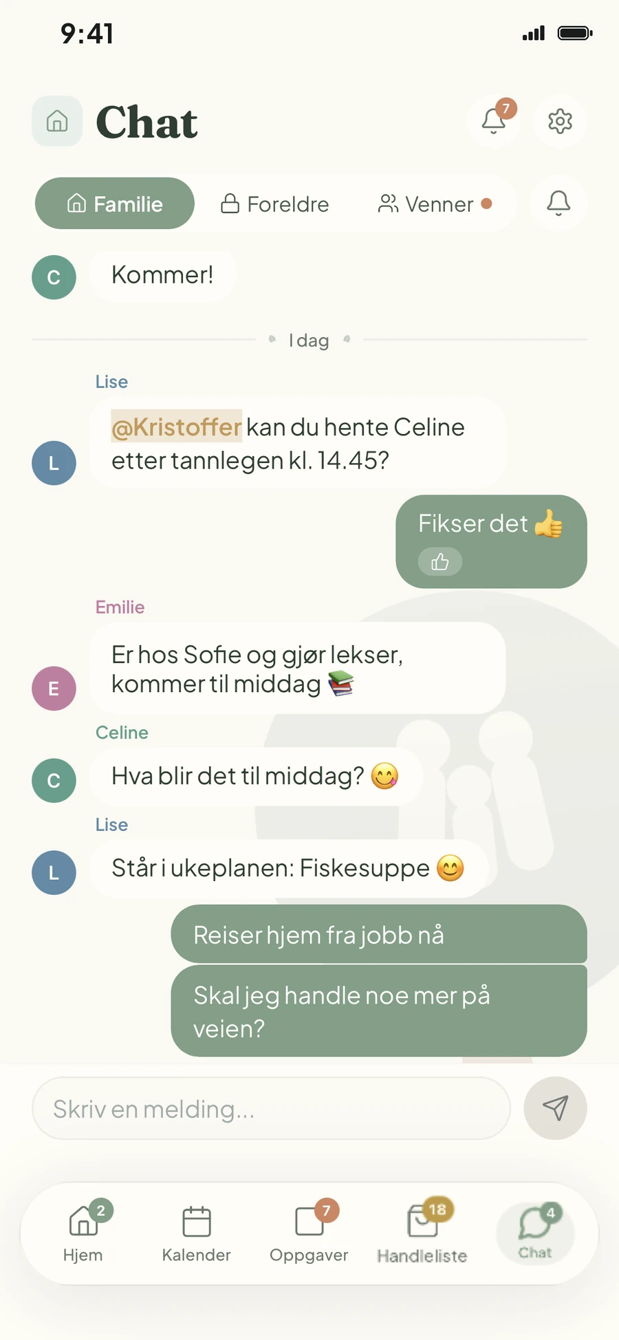 Familiechatten i Familien Samla